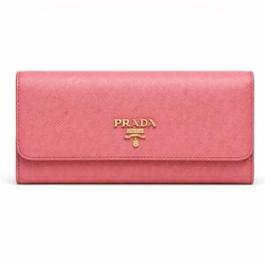 Prada Saffiano Leather Continental Wallet Pink Gold Hardware